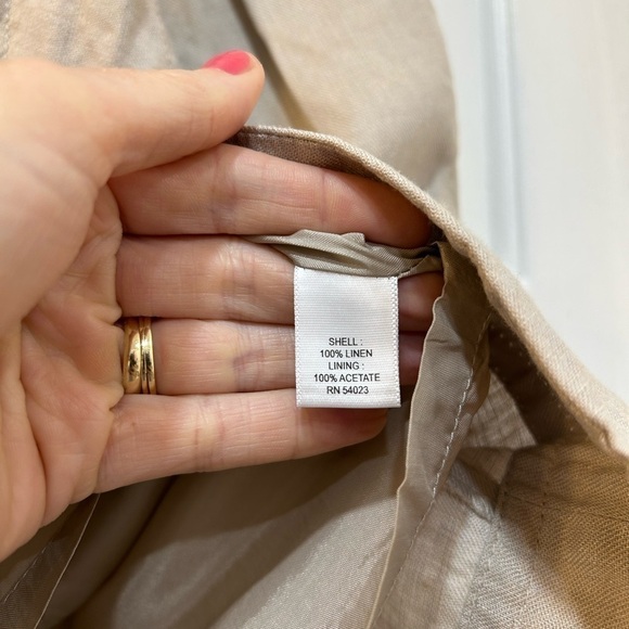 Banana Republic 100% Linen Short Skirt Lined Back Zip Khaki Belted Waist Size 4 - Picture 10 of 10